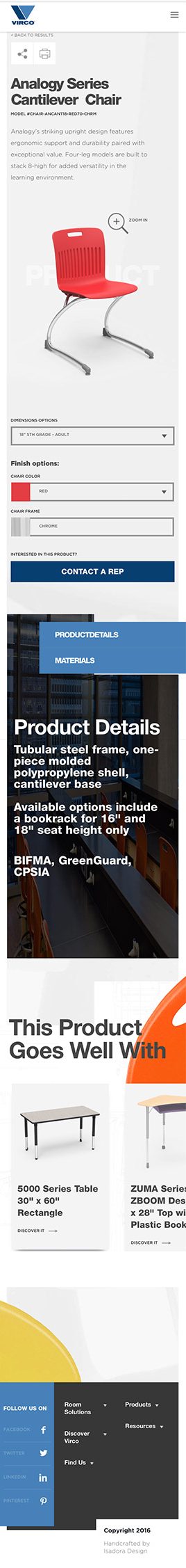 Virco Furniture Product Management Web Design Screenshot